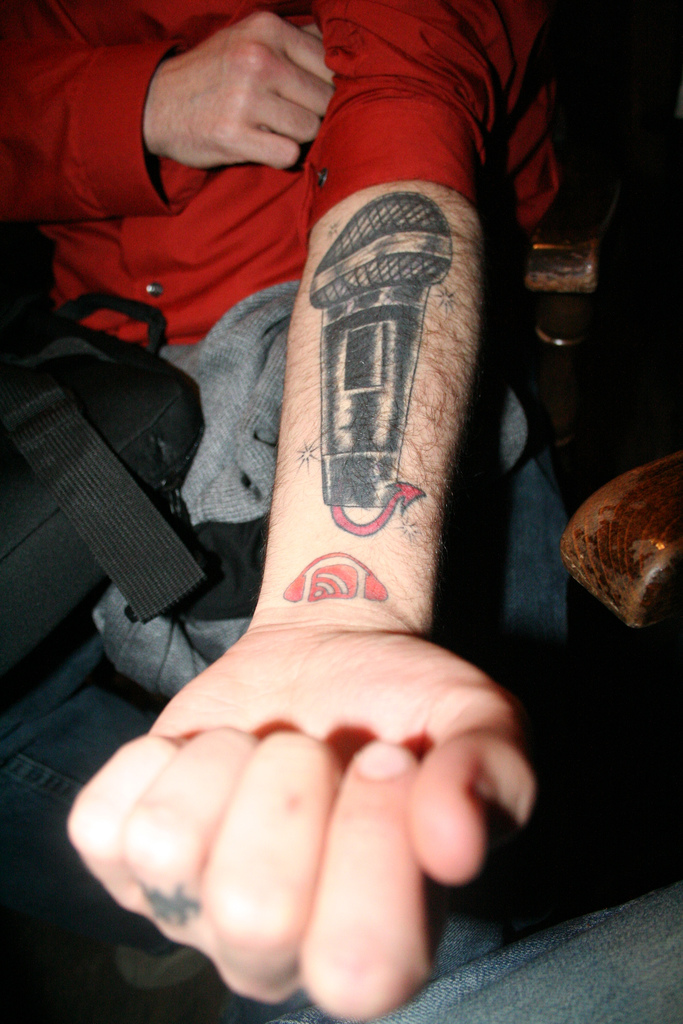 inner arm tattoo. his inner forearm,