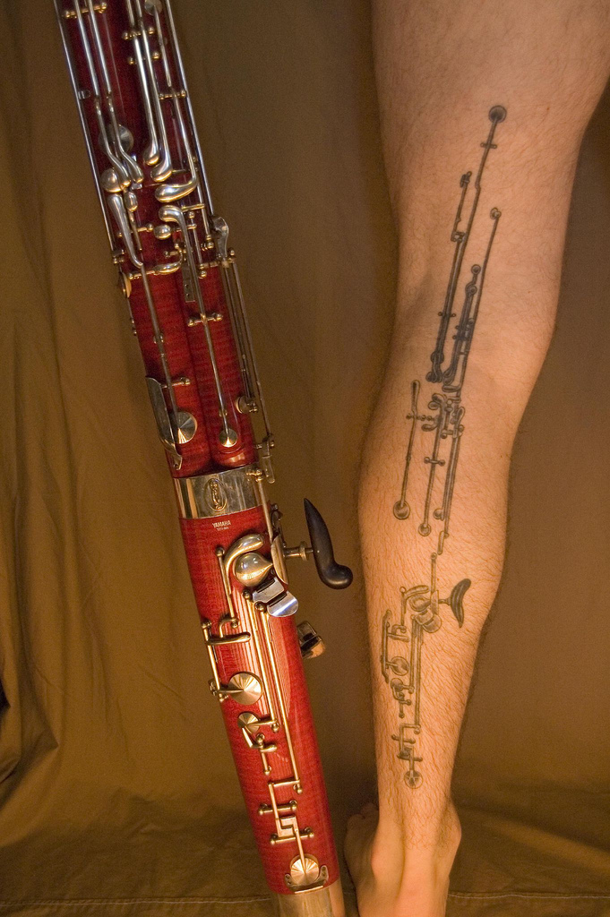 Bassoon Leg Tattoo