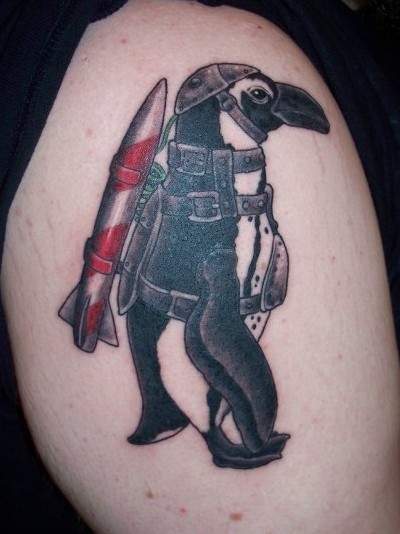 Kelly Doty - Fat Ass Asian Penguin tattoo.