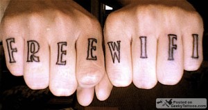 Free Wifi Knuckle Tattoo