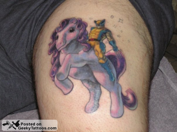 Wolverine Rides My Little Pony Tattoo @ Geeky Tattoos