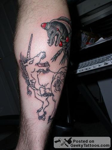 unicorn tattoos. Dolphin vs Unicorn Tattoo