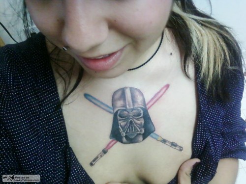 Anna's Darth Vader chest tattoo