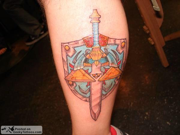leg sleeve tattoos. leg sleeve of Zelda.