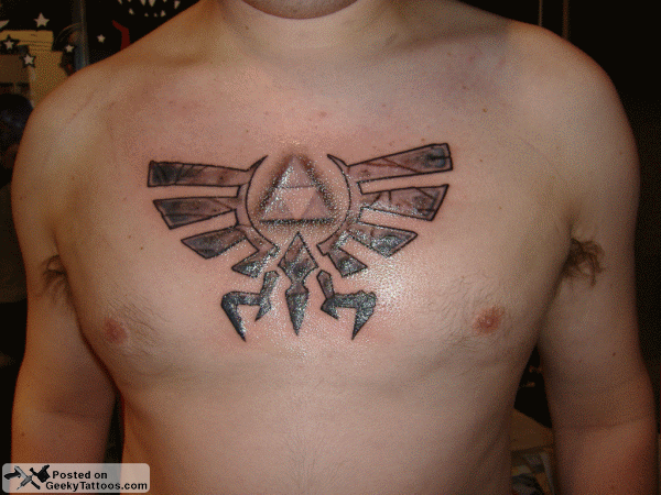 his triforce chest tattoo