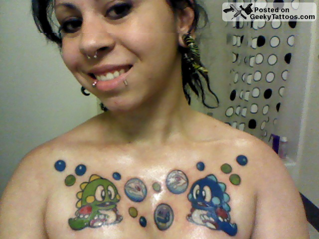So she decided to get Bub and Bob tattooed above her err on her chest