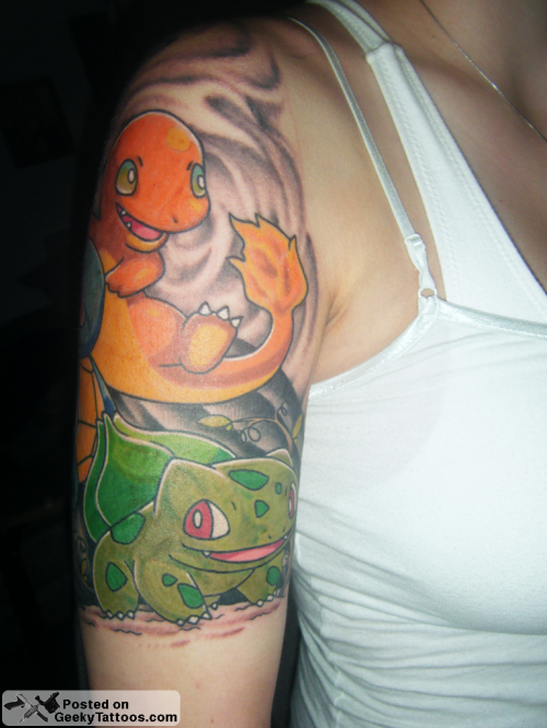 She sent in her Pokemon sleeve tattoo that features Charmander Bulbasaur 