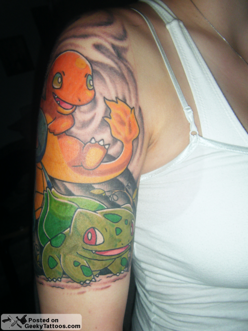 She sent in her Pokemon sleeve tattoo that features Charmander Bulbasaur