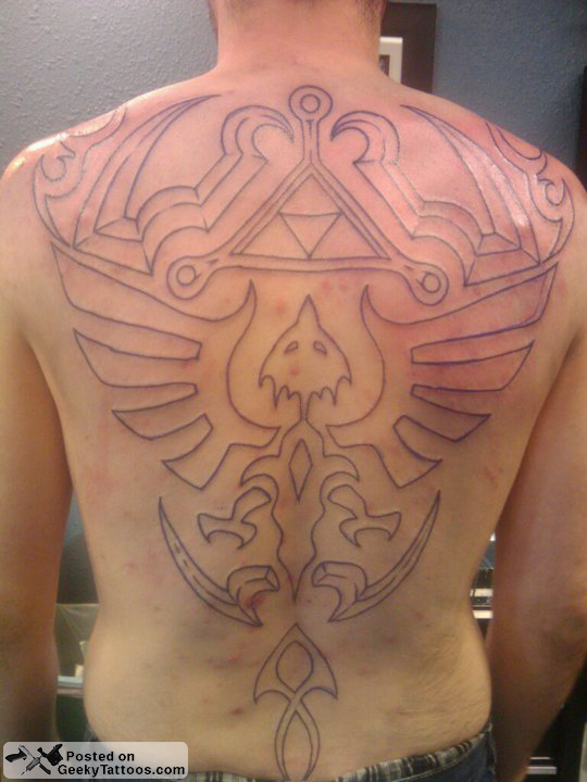 Braden's Epic Triforce Back Tattoo
