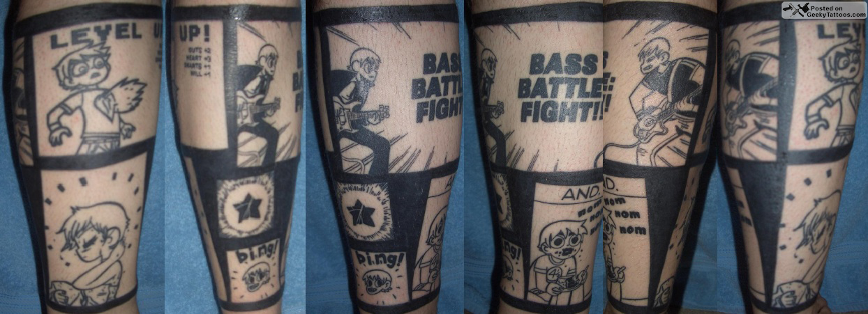 We posted previous panels but David's Scott Pilgrim leg sleeve is now