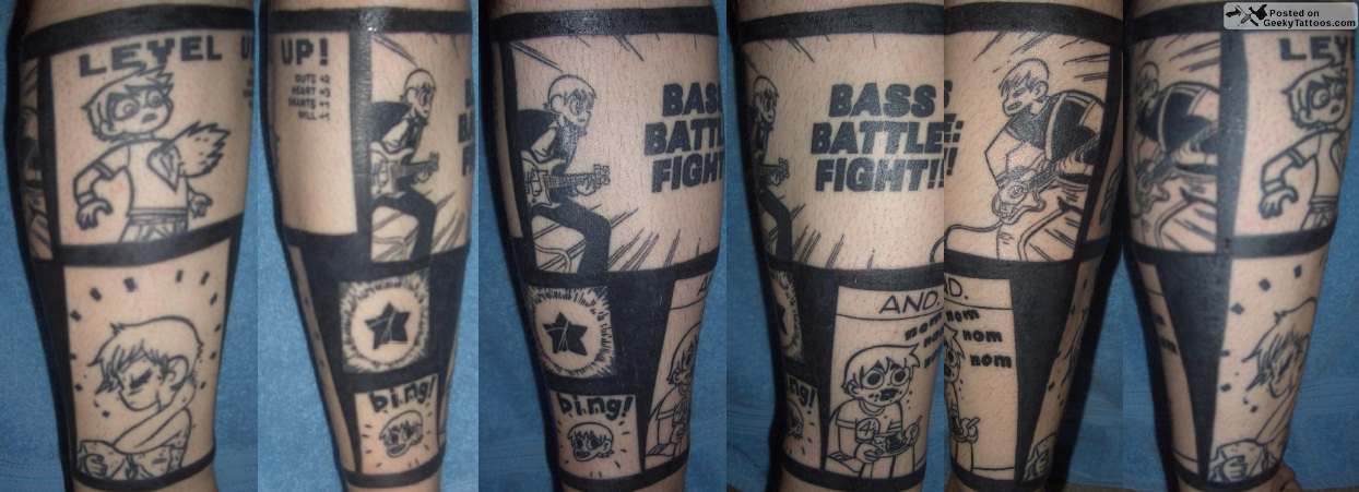 We posted previous panels but David's Scott Pilgrim leg sleeve is now 